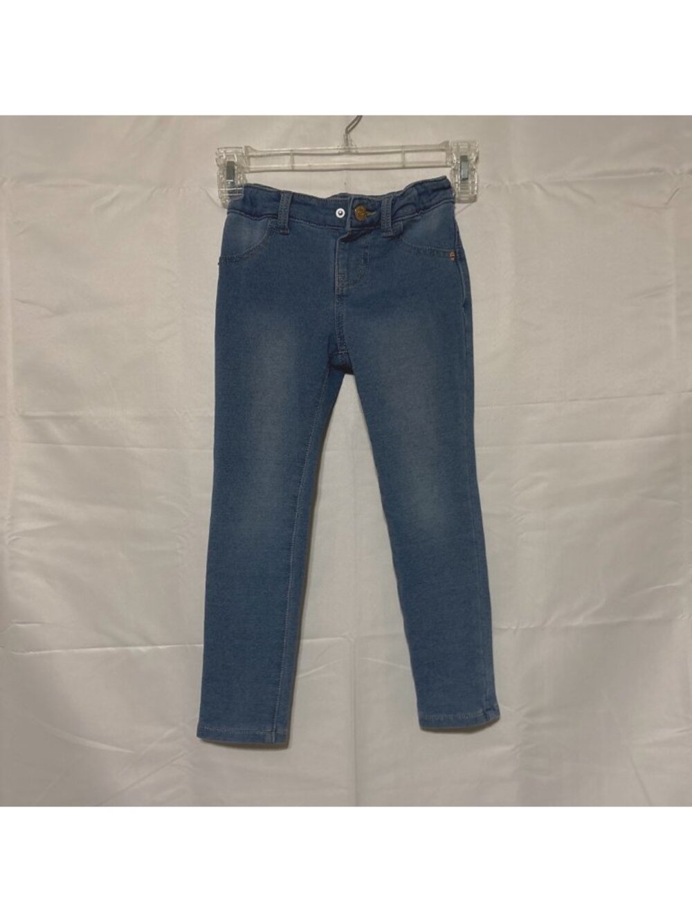 Cat & Jack Girls XS 4/5 Blue Denim Pull On Stretch Skinny Jeggings Jeans Kids